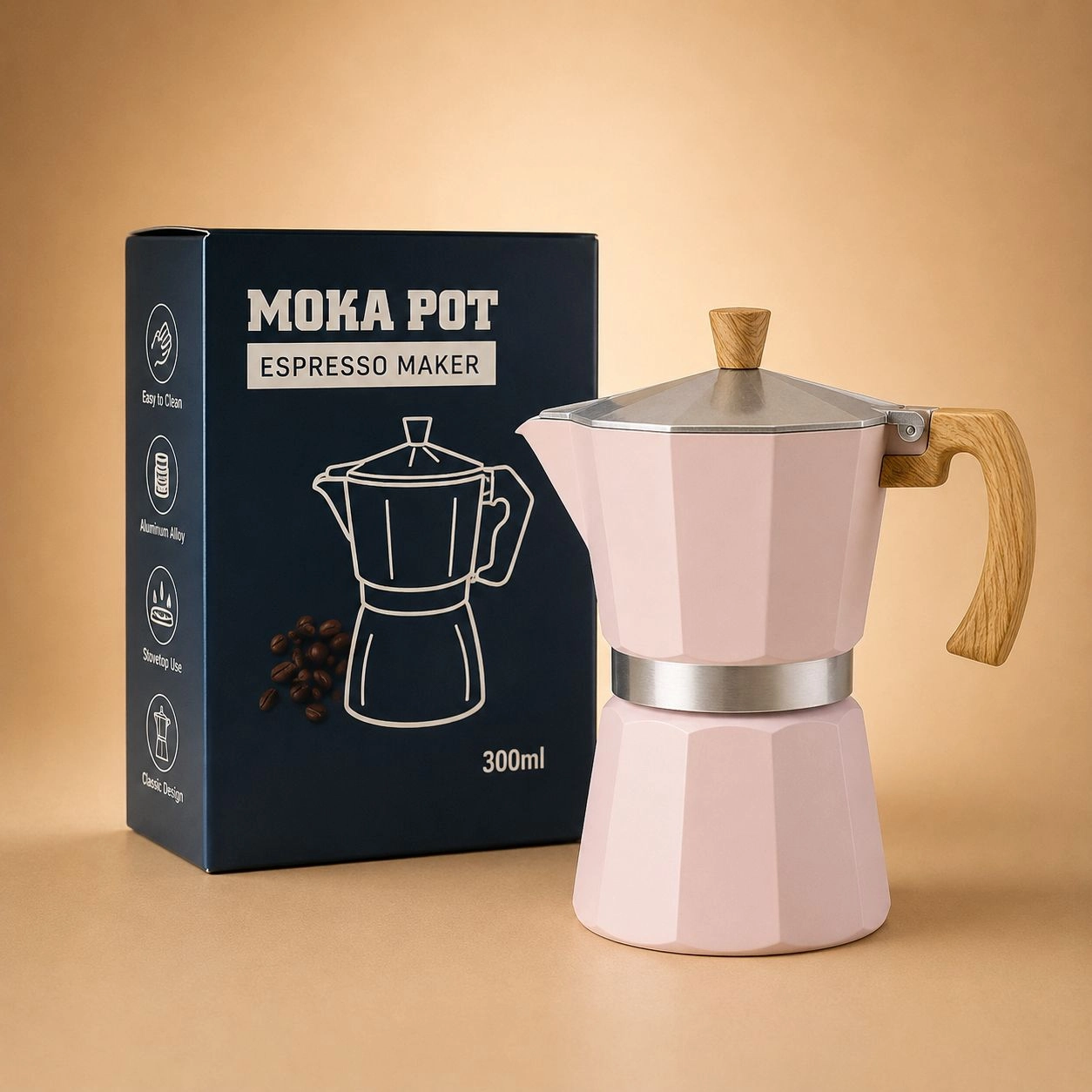 Cafetera italiana 300ml rojo negro y rosa